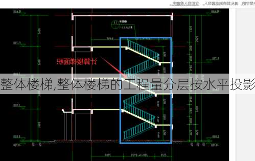 整体楼梯,整体楼梯的工程量分层按水平投影