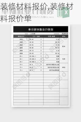 装修材料报价,装修材料报价单