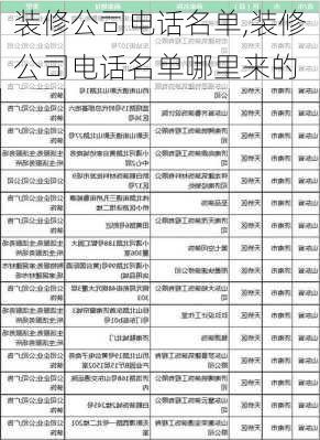 装修公司电话名单,装修公司电话名单哪里来的