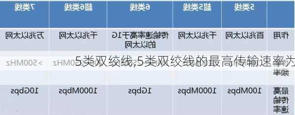 5类双绞线,5类双绞线的最高传输速率为