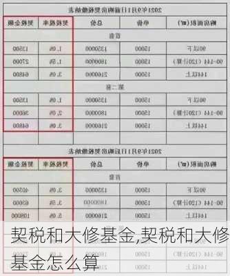 契税和大修基金,契税和大修基金怎么算