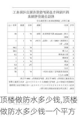 顶楼做防水多少钱,顶楼做防水多少钱一个平方