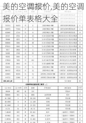 美的空调报价,美的空调报价单表格大全