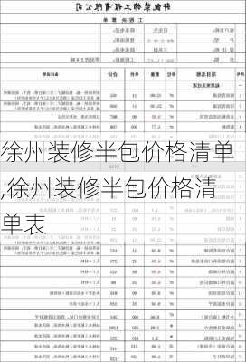 徐州装修半包价格清单,徐州装修半包价格清单表