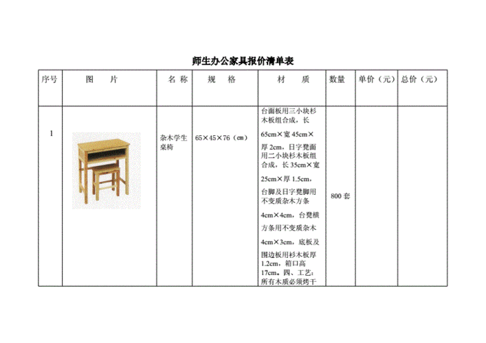 办公桌椅报价,办公桌椅报价单格式范本