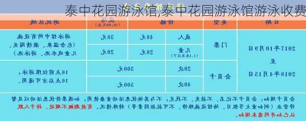 泰中花园游泳馆,泰中花园游泳馆游泳收费