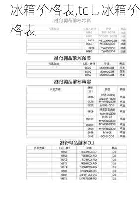 冰箱价格表,tc乚冰箱价格表