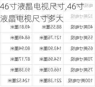 46寸液晶电视尺寸,46寸液晶电视尺寸多大