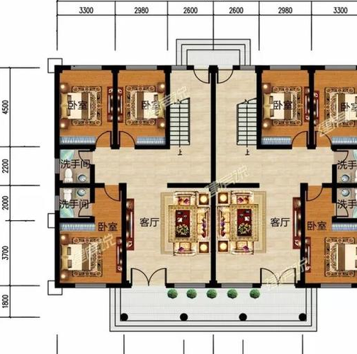 双拼户型,别墅双拼户型